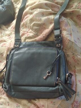 Fossil Teal Leather Crossbody Bag